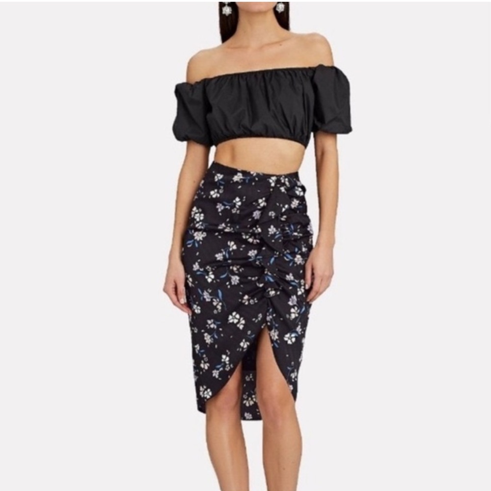COPY - Veronica Beard Hazel Floral Ruched Silk Ruffle Mini Pencil Skirt Size 8